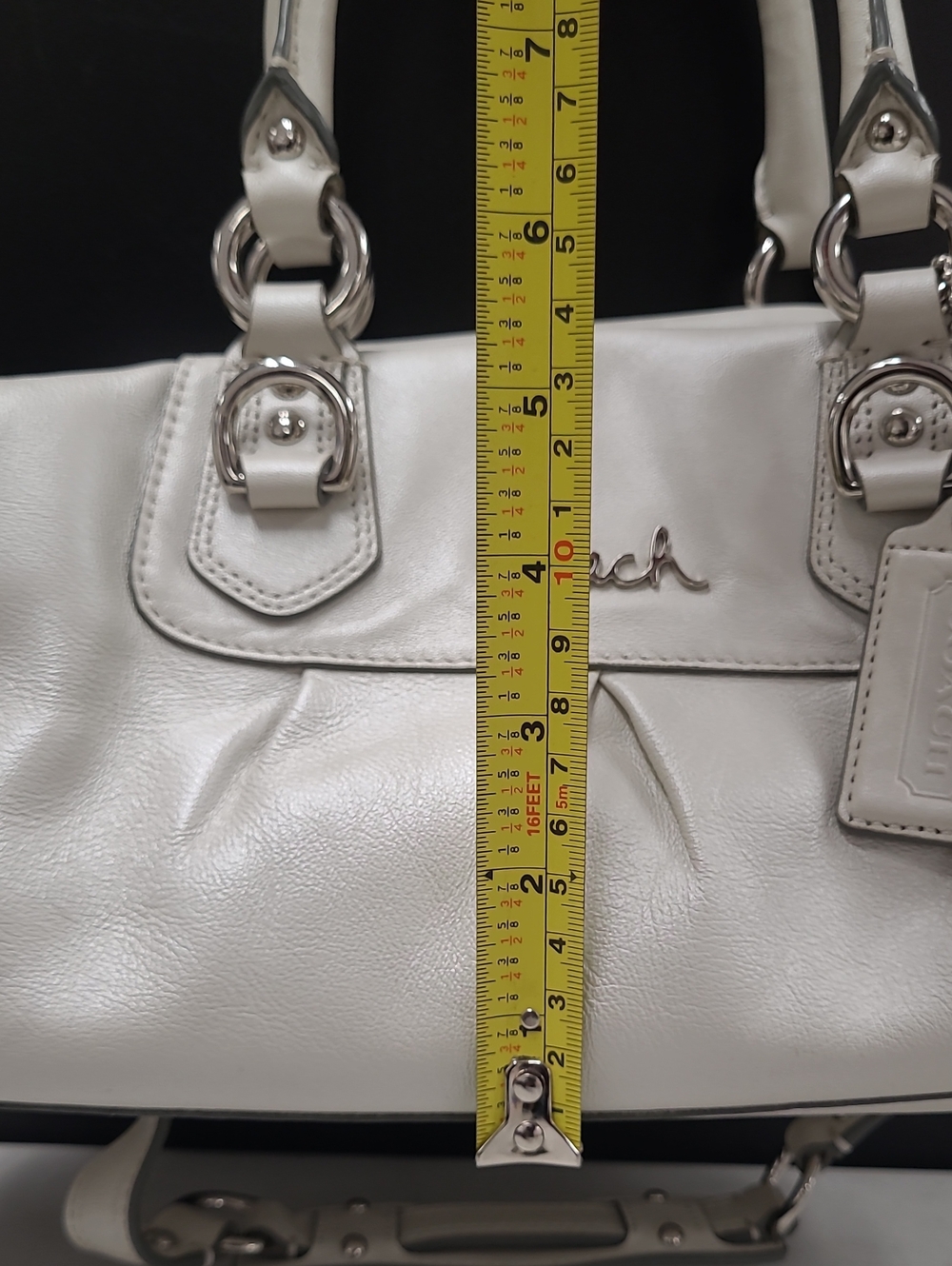 Vintage Coach Silver and Cream Satchel Handbag Y2k TRENDING - Picture 4 of 9